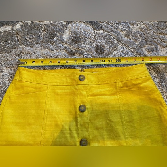 LOFT Button Shift Skirt Yellow Size 8 New Women’s Short A Line Summer Casual - Picture 7 of 9